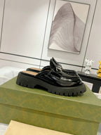 GG MULE WITH HORSEBIT GLOSSY BLACK CALFSKIN