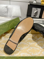 MEN'S MULE WITH HORSEBIT IN BLACK MONOGRAM JACQUARD FABRIC