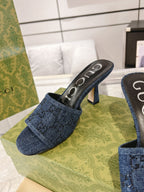 GG CRYSTALS HIGH SANDAL DENIM CANVAS