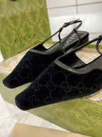 GG SLINGBACK FLATS BLACK VELVET