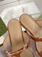 GC Horsebit Thong Sandals Brown Leather 292478