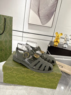 GC 25 Gold Double G Sandal Dark Green Rubber 292427