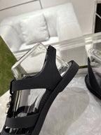 GC 25 Silver Double G Sandal Black Rubber 292433