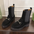 Gucci Horsebit Ankle Boots Black Suede Sheepskin 490528