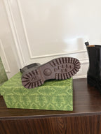Gucci Horsebit Ankle Boots Black Sheepskin Fabric 490530