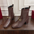 Gucci Horsebit Chunky Heel Ankle Boots Dark Brown Cowhide 490562