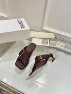 Loewe Petal Belt Mule Mahogany Red Cowhide