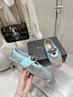 ballet flat jewel fishnet sky blue lambskin