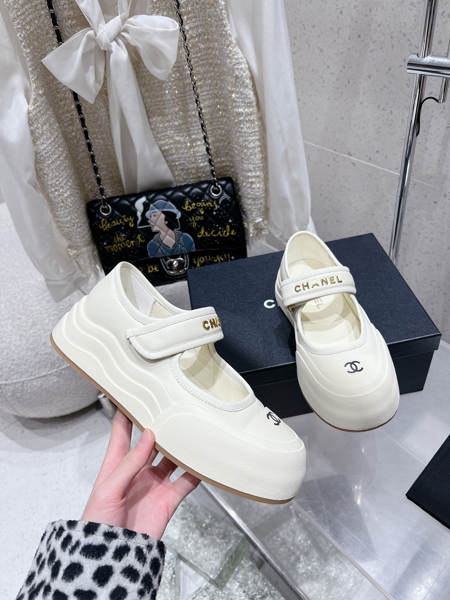 CC 26s Mary Jane Loafers White Lambskin 762896