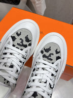 HM Get Sneaker Blanc Prunoir Canvas and Calfskin 204766