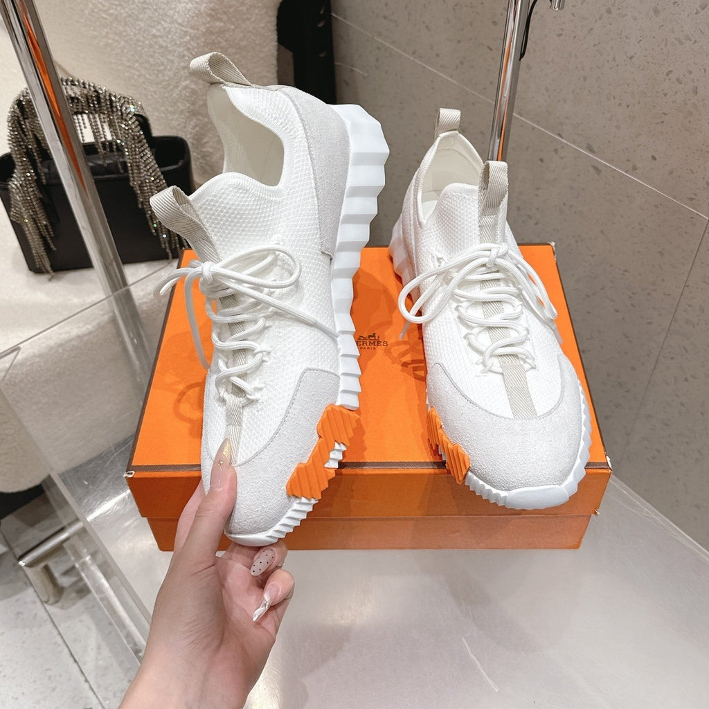 HM Lift Slip-On Sneaker White Orange Black Fabric Suede 608248
