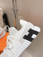 HM Lift Slip-On Sneaker White Orange Black Fabric Suede 608248