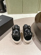 CC 26s Dad Platform Sandal Mule Black Sheepskin 762871