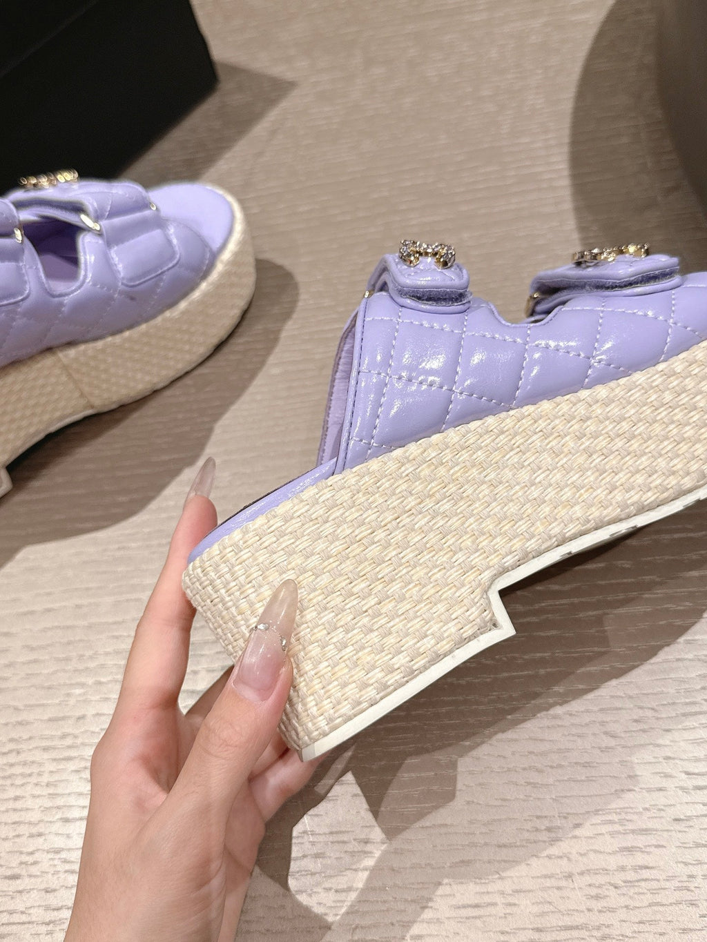 CC 26s Dad Platform Sandal Mule Light Purple Sheepskin 762872