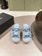 CC 26s Dad Platform Sandal Mule Light Blue Sheepskin 762874