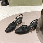 CC 26s Slingback Block Heel Black Woven Sheepskin 762818