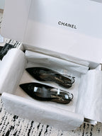 CC Slinback Flats In Black Glossy Lambskin 144671