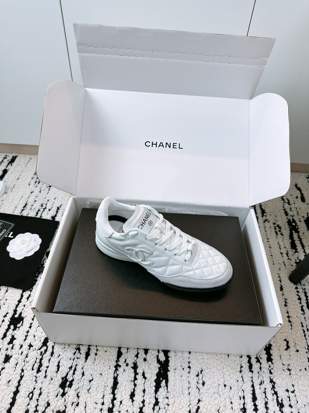 CC Sneaker In White Lambskin Quilted 144679