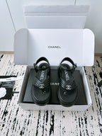 CC Sandals In Black Lambskin 144528