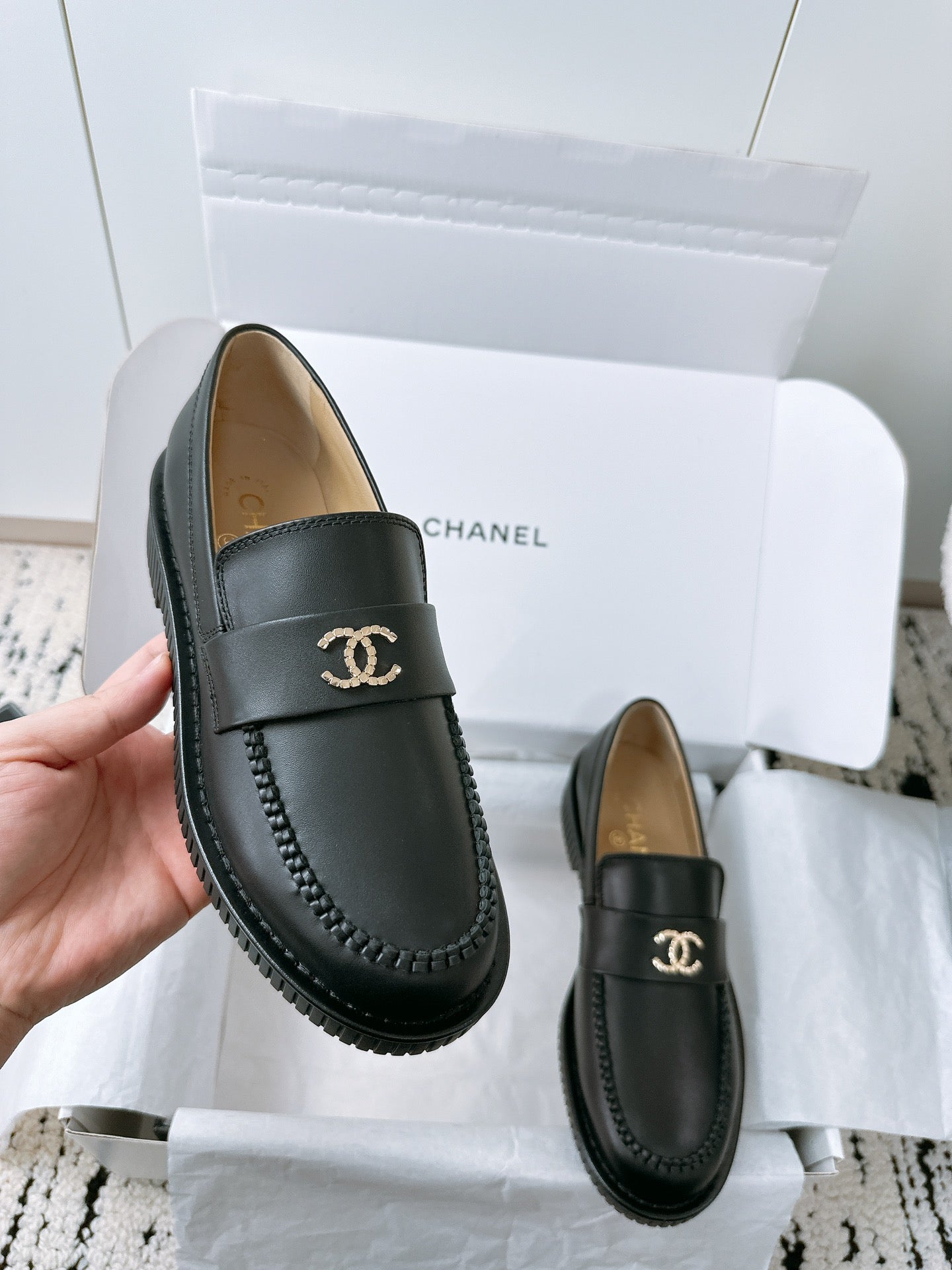 CC Moccasins In Black Lambskin 144540