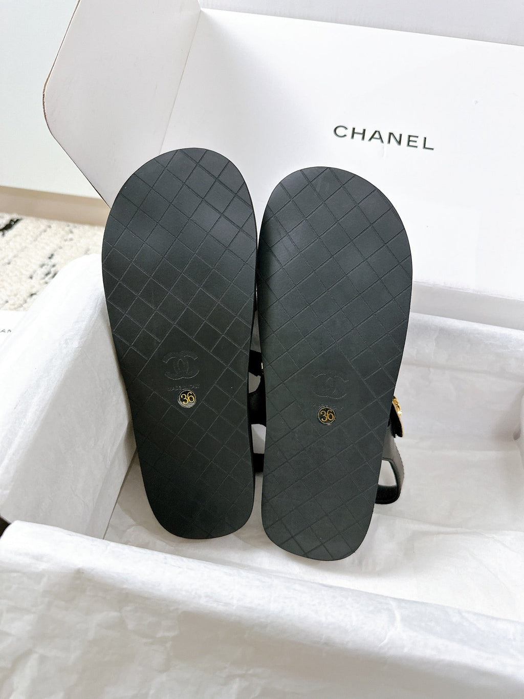 CC 25 Dad Sandals Black Fabric Leather 300167