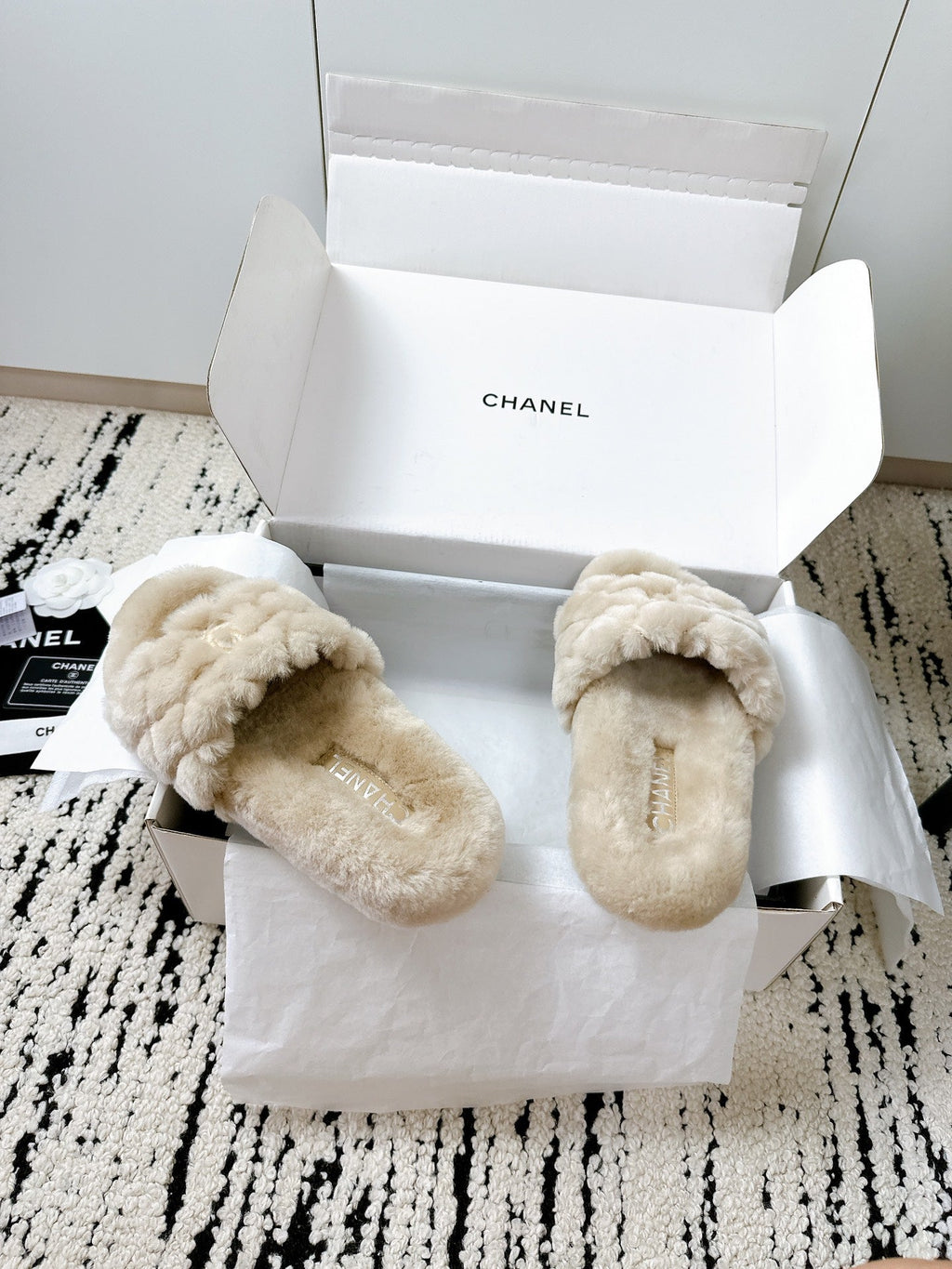 CC 25s Slippers 50mm Beige Wool 433605