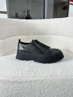 CC Platform Sneakers Black Rubber Leather 696671