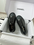 CC Platform Sneakers Black Rubber Leather 696671