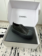 CC Platform Sneakers Black Rubber Leather 696671