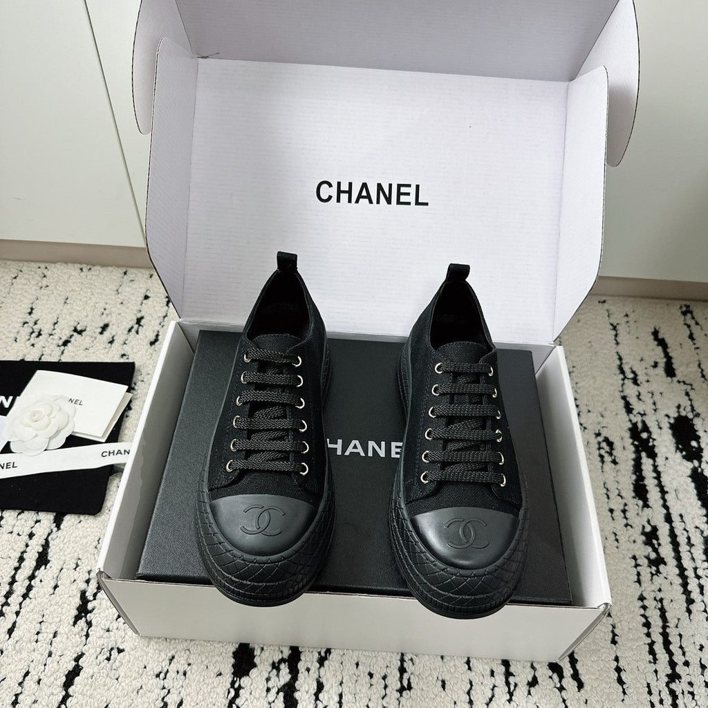 CC Platform Sneakers Black Rubber Cotton 696673