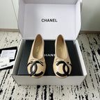CC 26s Coco Beach Ballet Flats Beige Quited Lambskin 741191