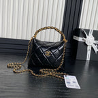 CC 24B Hobo Lunch Bag Black Calfskin 286206