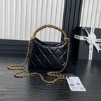 CC 24B Hobo Lunch Bag Black Calfskin 286206