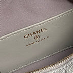 CC 25C Hobo Bag 21.5cm Top Handle Grey Grained Calfskin