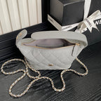 CC 25C Hobo Bag 21.5cm Top Handle Grey Grained Calfskin