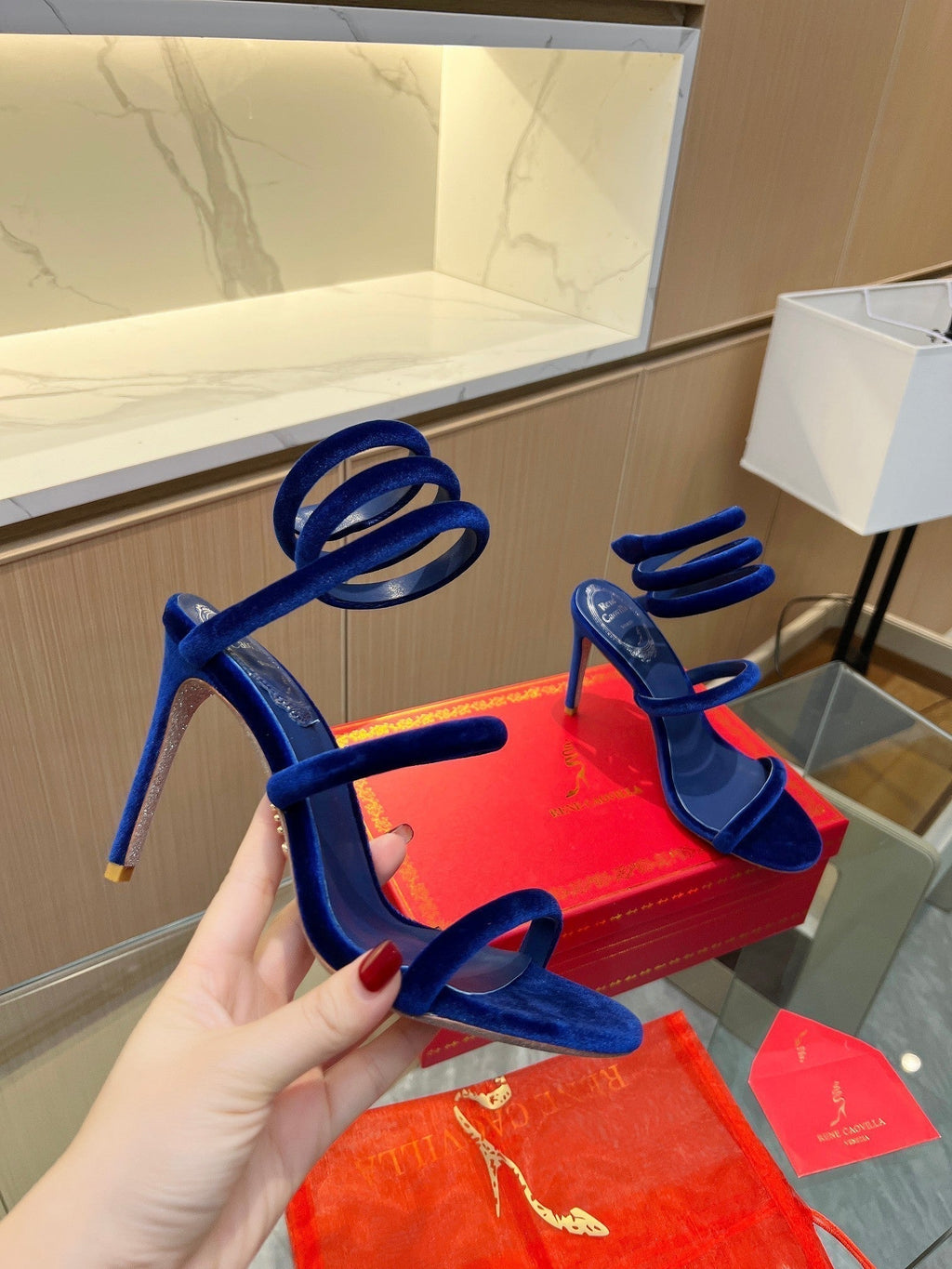 RC Sandals Navy Blue   Velvet Sheepskin 341990