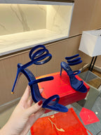 RC Sandals Navy Blue   Velvet Sheepskin 341990