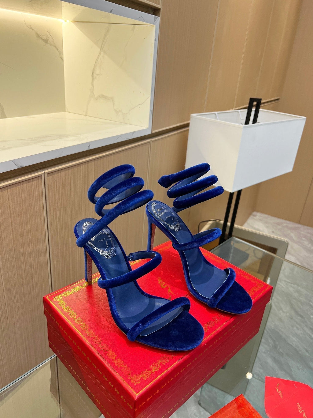RC Sandals Navy Blue   Velvet Sheepskin 341990