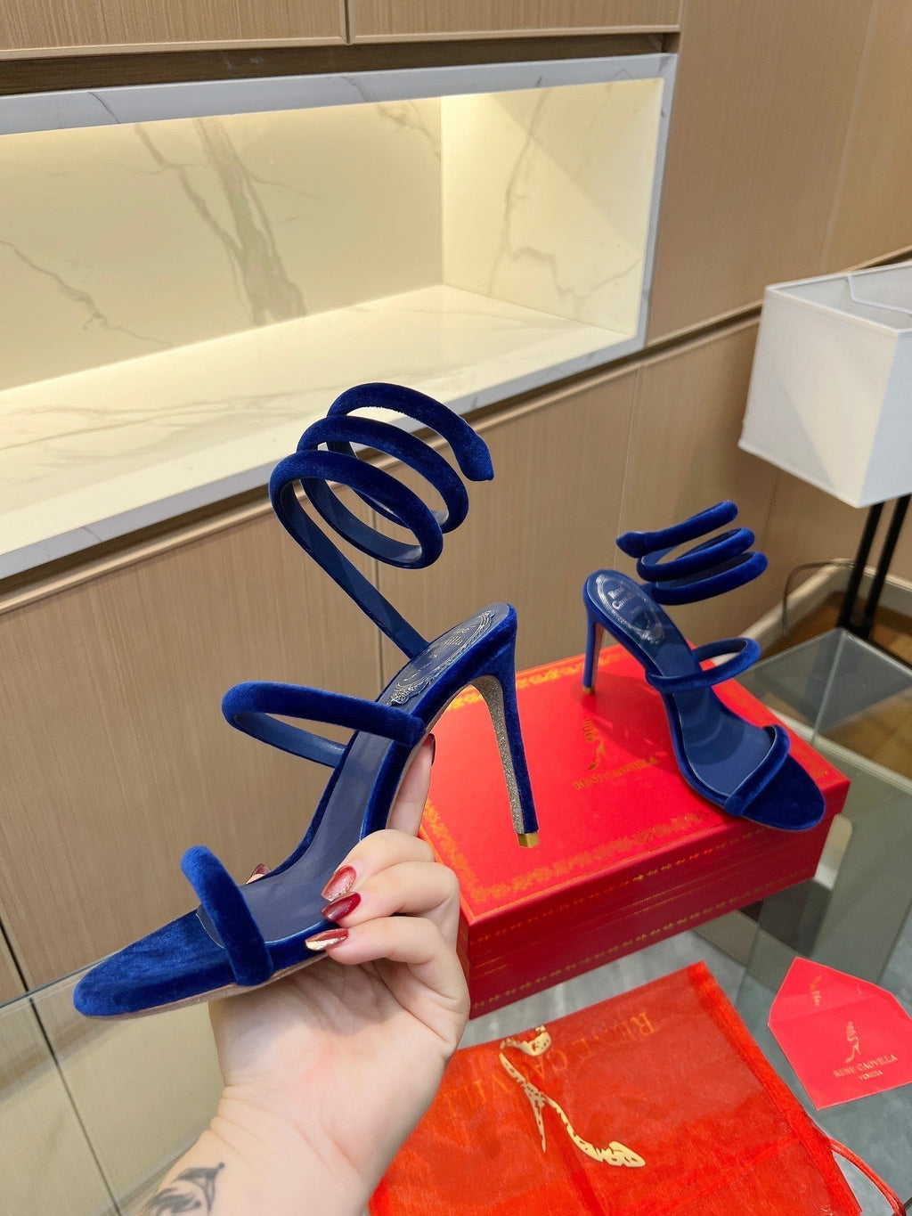 RC Sandals Navy Blue   Velvet Sheepskin 341990