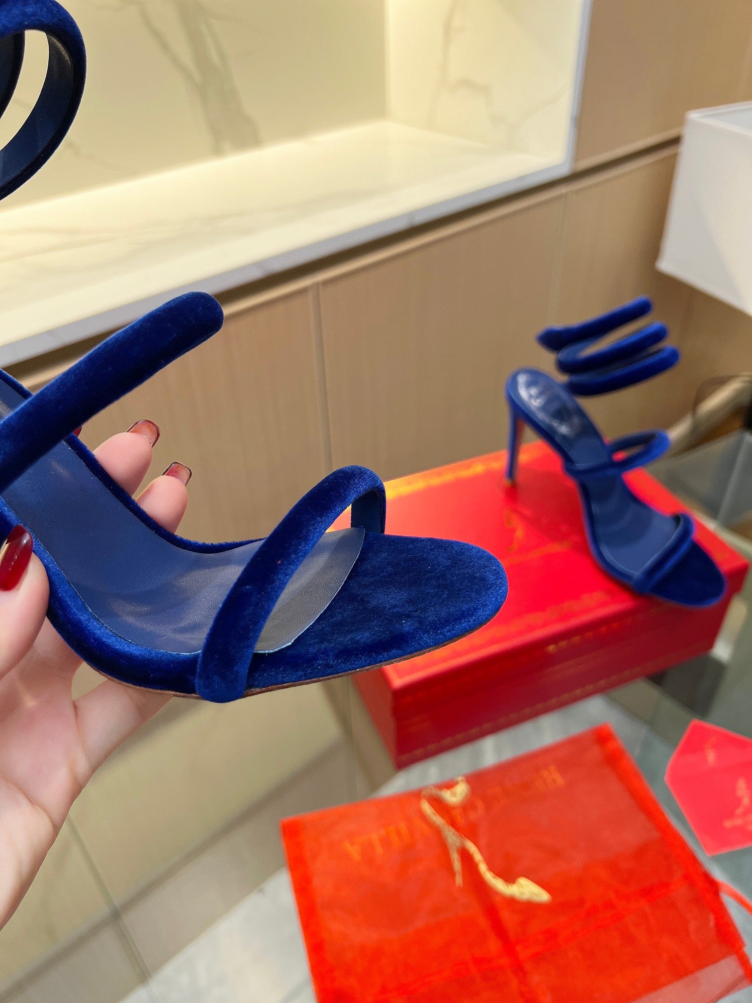 RC Sandals Navy Blue   Velvet Sheepskin 341990