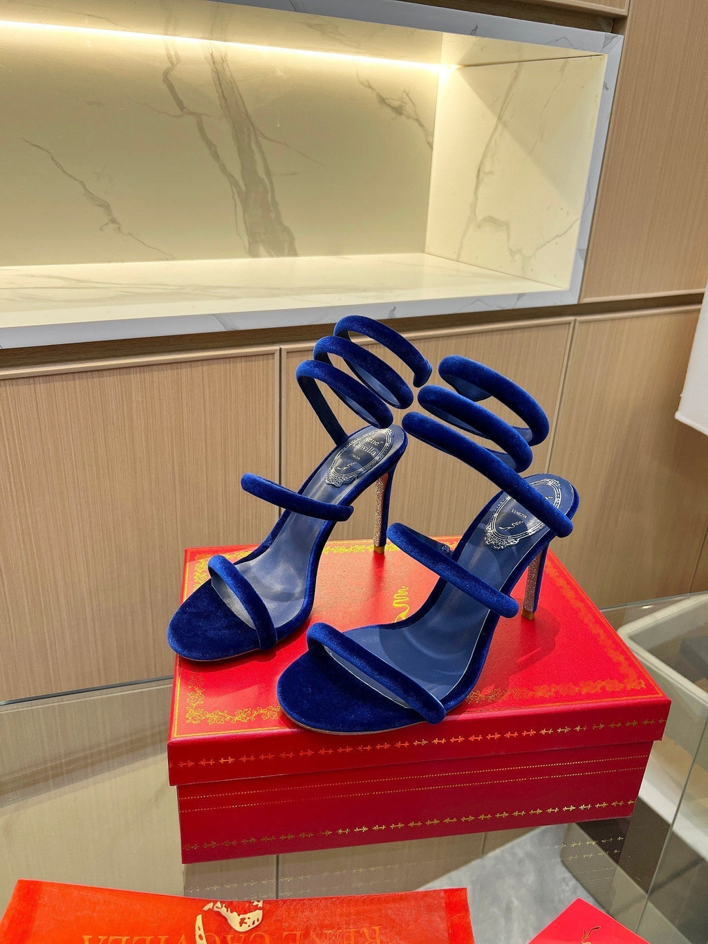RC Sandals Navy Blue   Velvet Sheepskin 341990