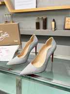CL Hot Chick Pumps 100mm Sequin Fabric Silver