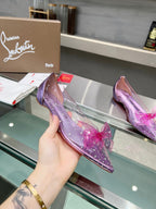 CL Jelly Strass Flats Pvc Iridescent Nappa Leather And Strass Parme