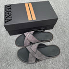 Zegna Men's Sandal Dark Grey Suede Leather 144953