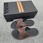 Zegna Men's Sandal Chocolate Suede Leather 144954