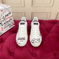 DC 24 Portofino Sneakers Black White Digital-Print Sheepskin & Crown Embroidery 100858