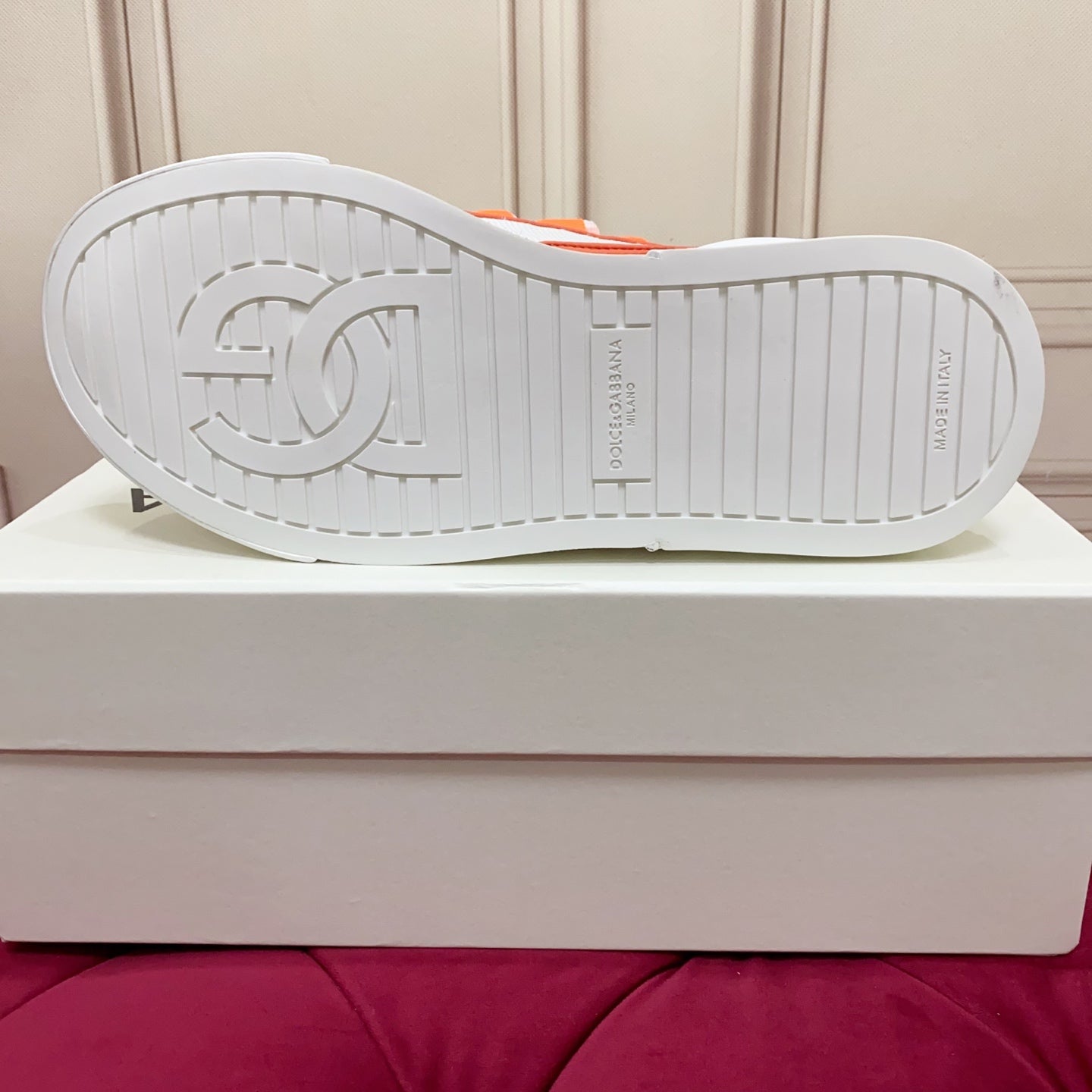 DC 25 Casual Sports Shoes White Orange Cowhide & Mesh 232261