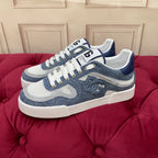 DC 25 Strobel Portofino Light Sneakers White Blue Denim Mesh & Sheepskin 271117