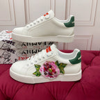 DC 25 Portofino Light Sneakers White Glitter Floral Pattern & Sheepskin 333871
