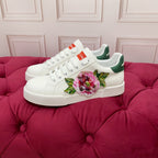 DC 25 Portofino Light Sneakers White Glitter Floral Pattern & Sheepskin 333871